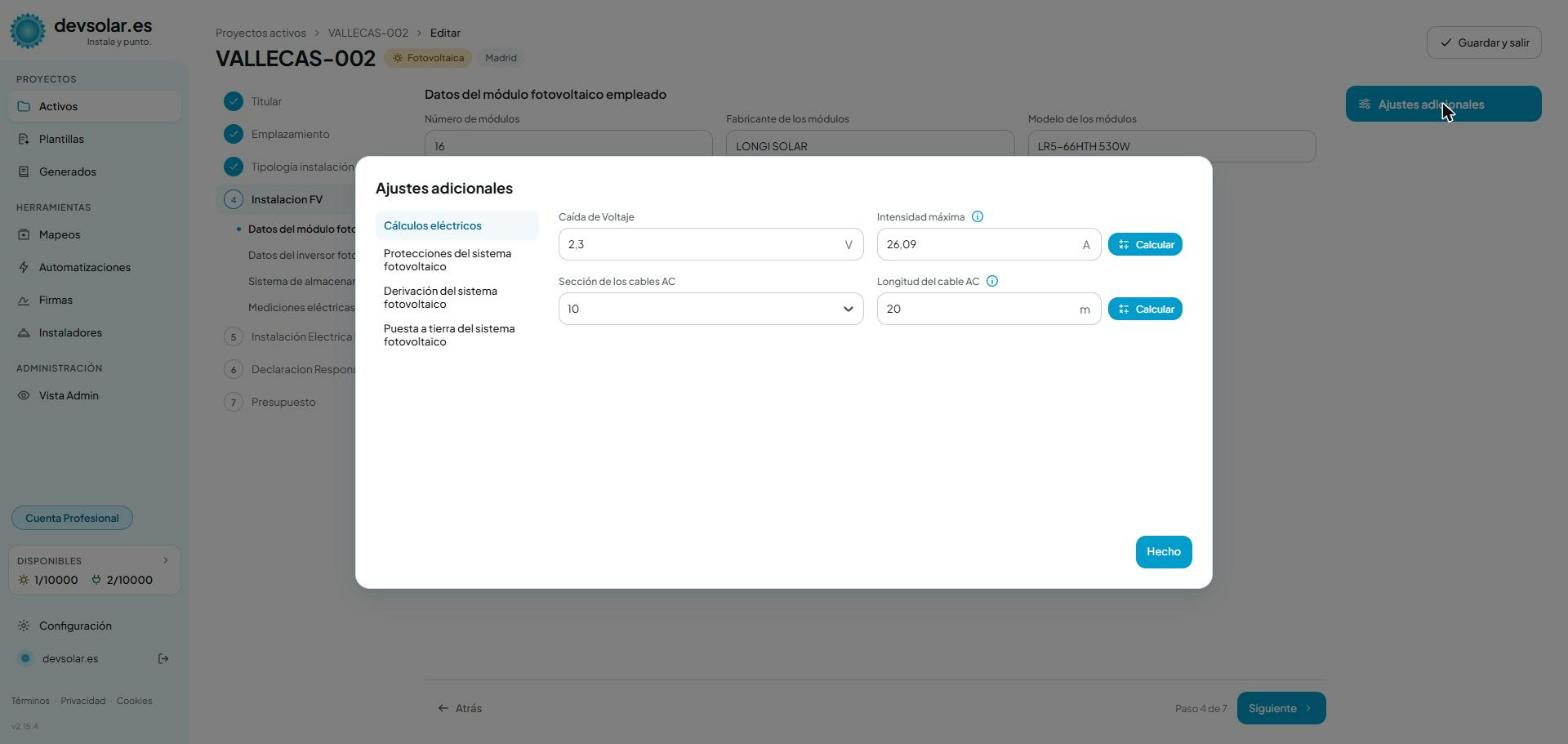 El panel abierto, con sus cuatro bloques