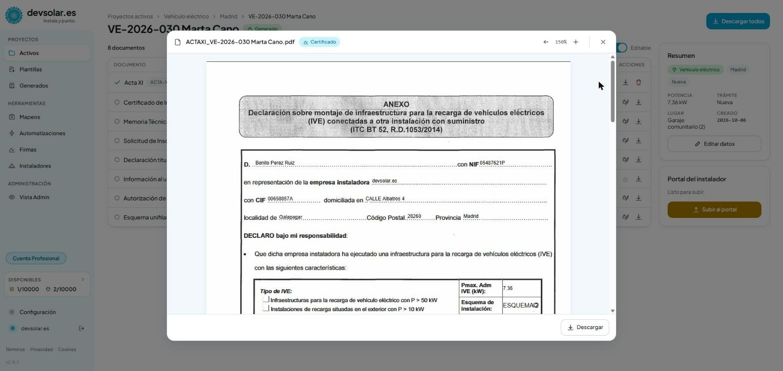 El acta XI generada, con el esquema pegado dentro