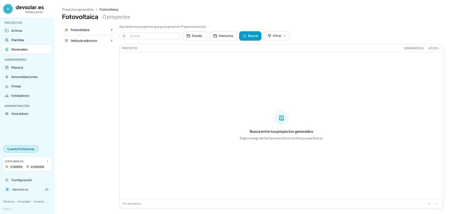 GEN-01 · El archivo de proyectos generados
