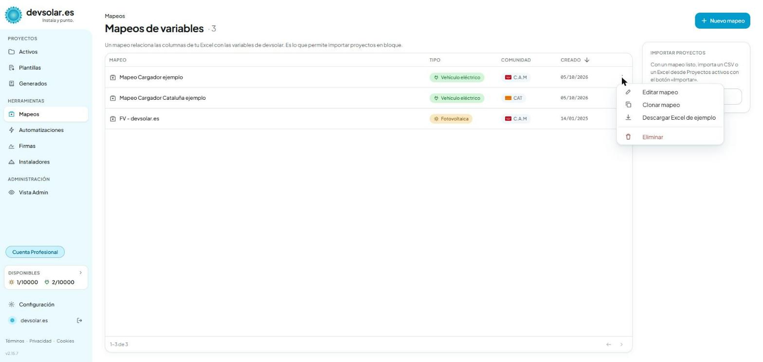 LOT-01 · El botón para descargar el Excel de ejemplo